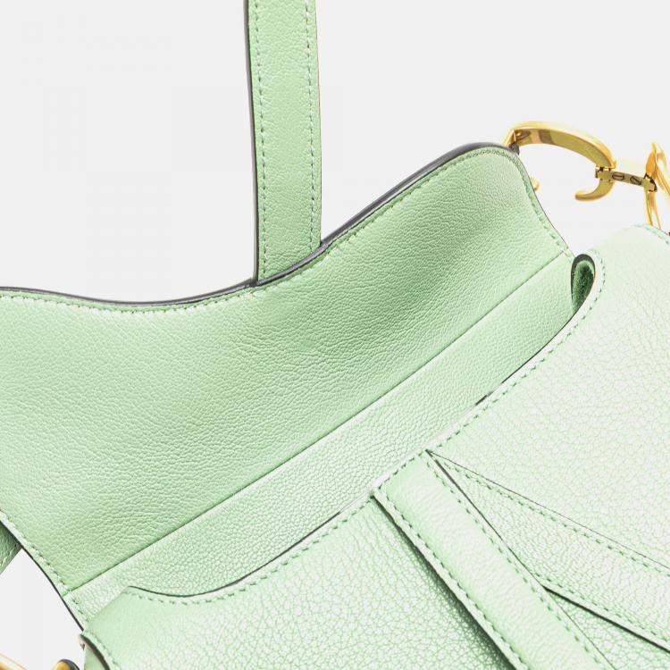 Pre Owned Dior Green Mini Calfskin Saddle Bag