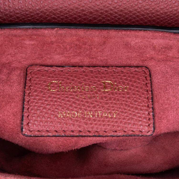 Pre Owned Dior Red Mini Grained Calfskin Saddle Bag
