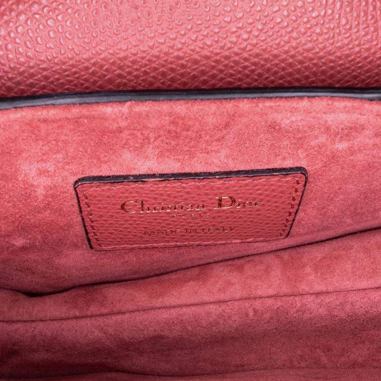 Pre Owned Dior Red Mini Grained Calfskin Saddle Bag