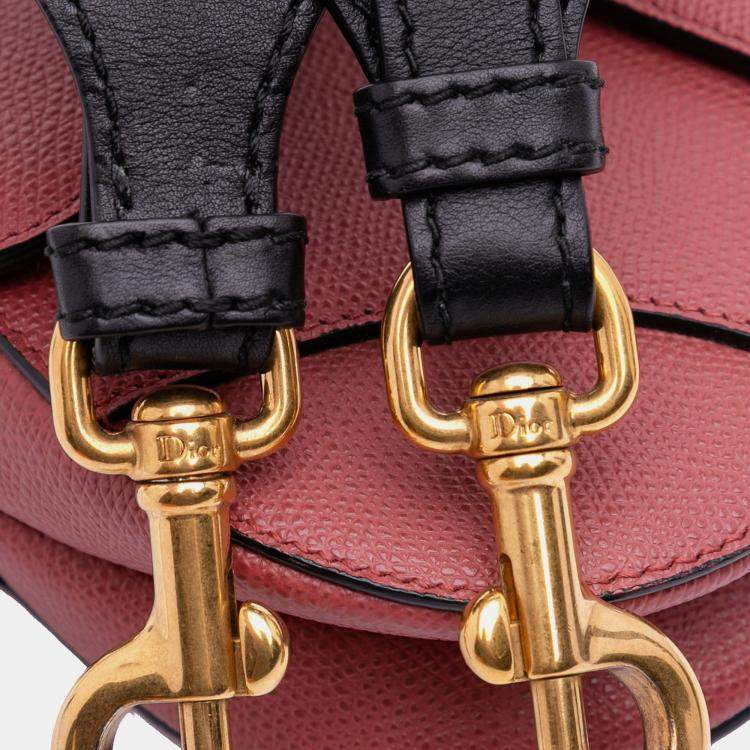 Pre Owned Dior Red Mini Grained Calfskin Saddle Bag