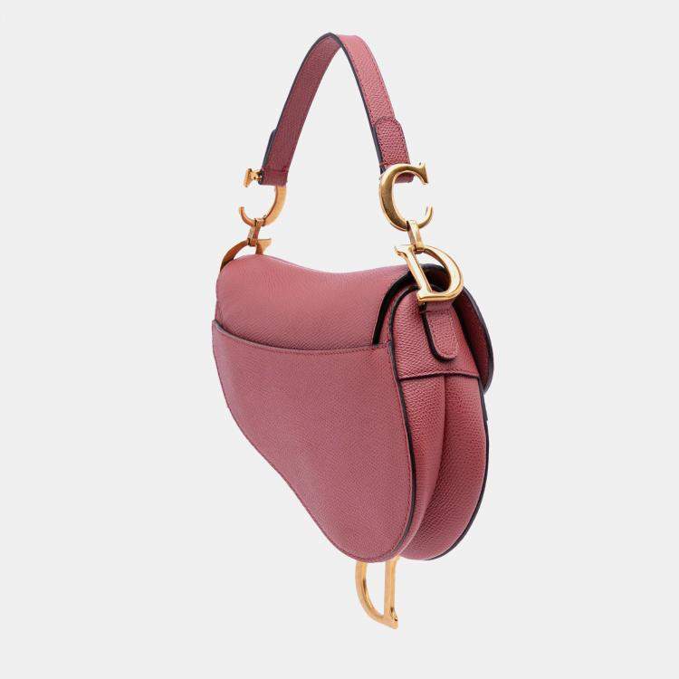 Pre Owned Dior Red Mini Grained Calfskin Saddle Bag