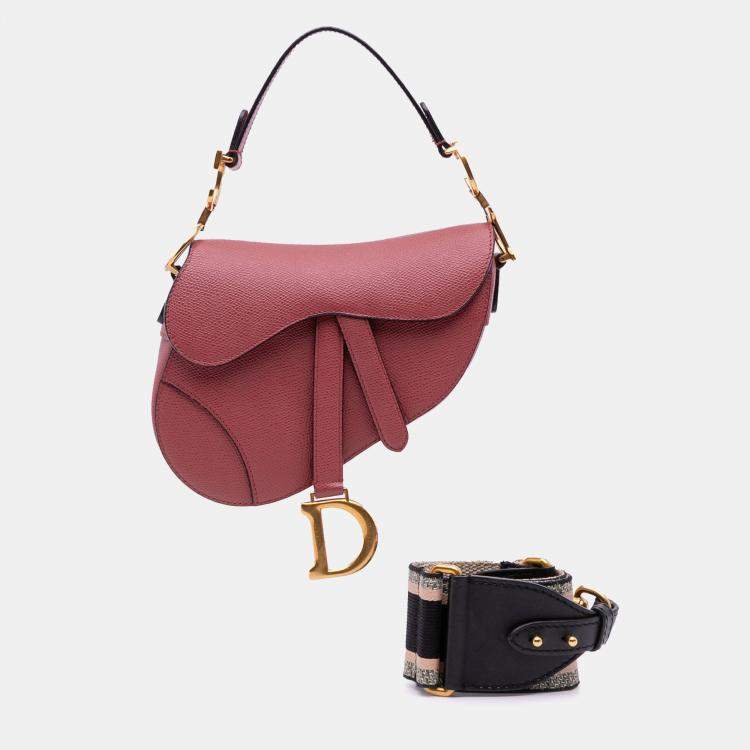 Pre Owned Dior Red Mini Grained Calfskin Saddle Bag