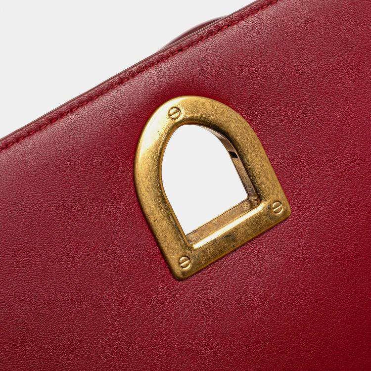 Pre Owned Dior Red Medium Studded Lambskin Diorama Flap