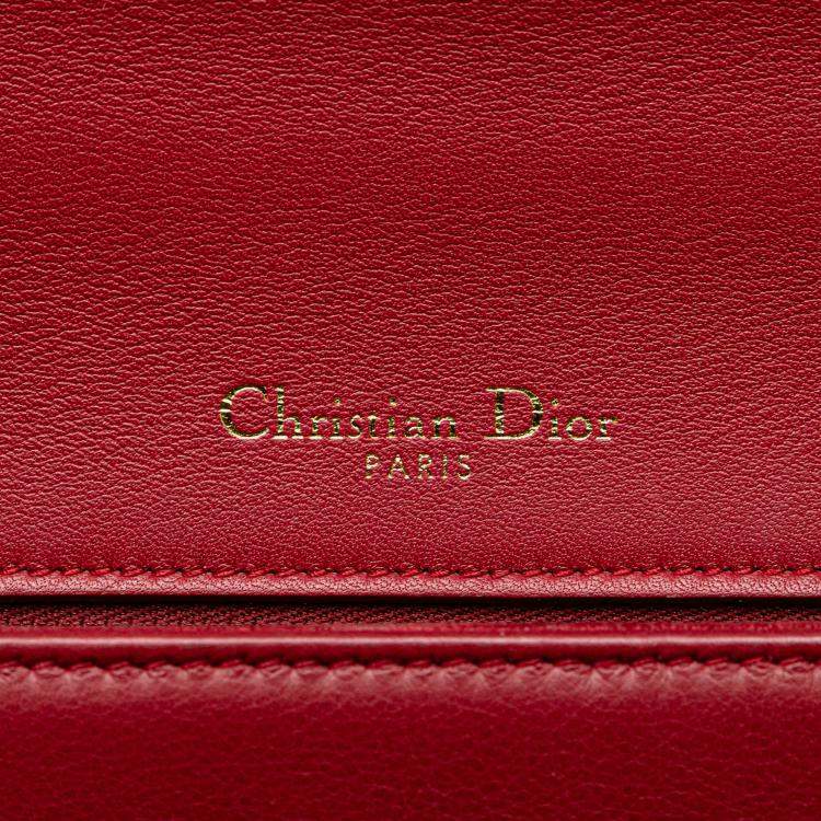 Pre Owned Dior Red Medium Studded Lambskin Diorama Flap