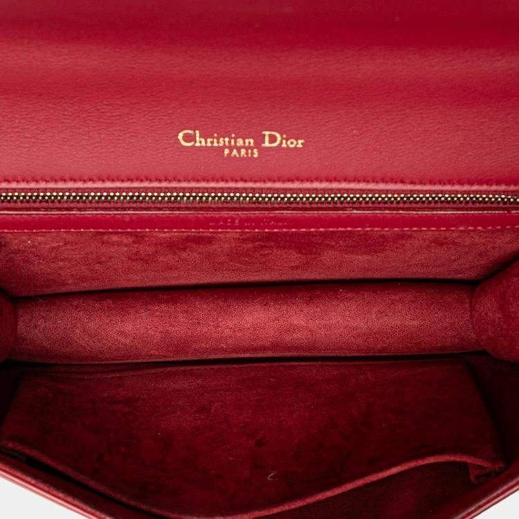 Pre Owned Dior Red Medium Studded Lambskin Diorama Flap