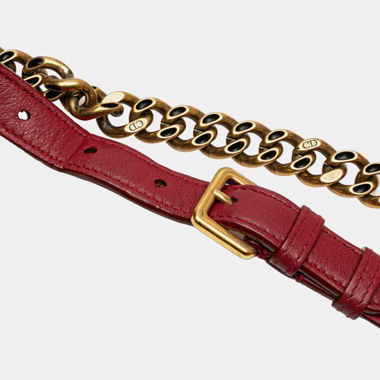 Pre Owned Dior Red Medium Studded Lambskin Diorama Flap