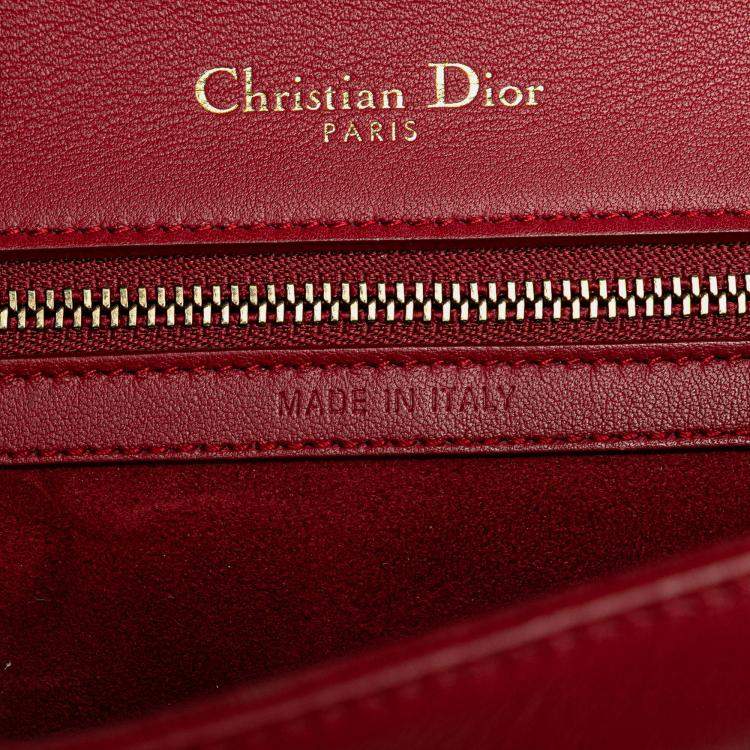 Pre Owned Dior Red Medium Studded Lambskin Diorama Flap