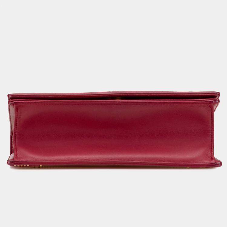 Pre Owned Dior Red Medium Studded Lambskin Diorama Flap