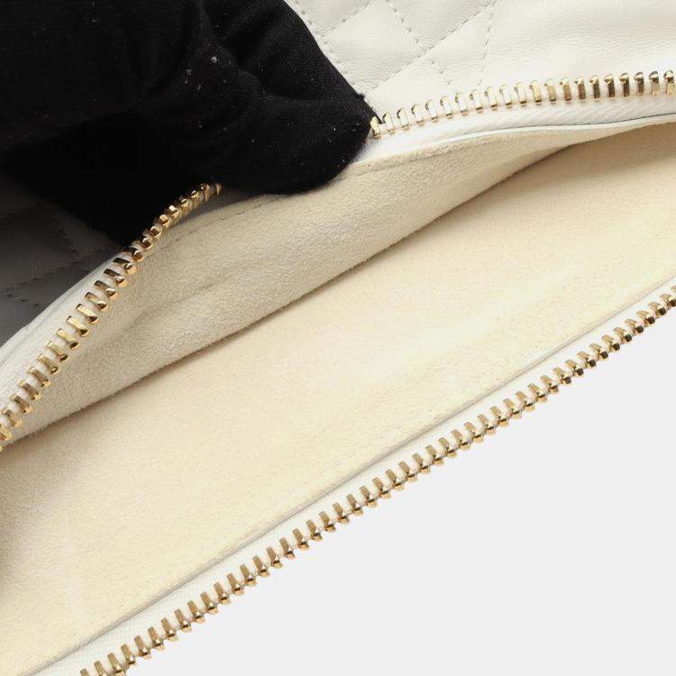 Pre Owned Dior White Medium Lambskin Cannage Dior Vibe Hobo