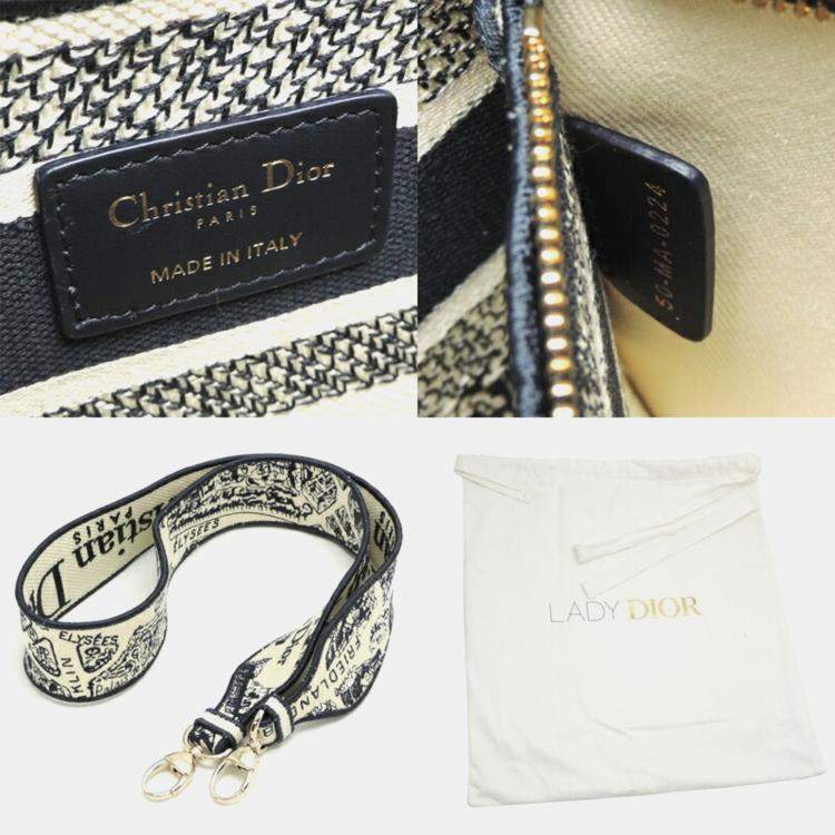Pre Owned Dior Lady D-Lite Medium White Canvas Tote Bag
