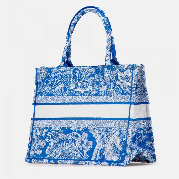 Pre Owned Medium Canvas Embroidered Dioriviera Toile De Jouy Book Tote