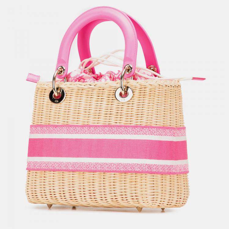 Pre Owned Dior Brown Medium Oblique Wicker Lady Dior