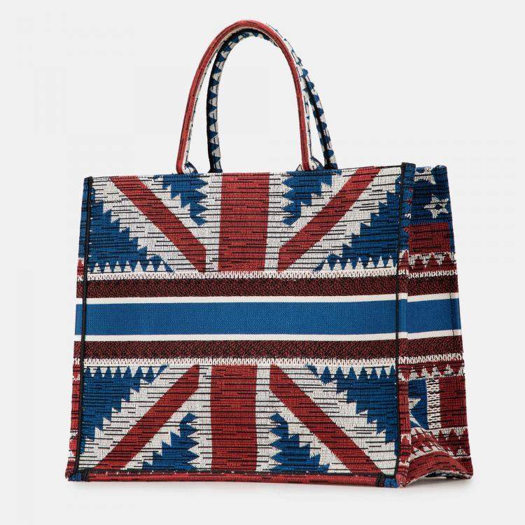 Pre Owned Dior Blue Large Canvas French Flag Book Tote