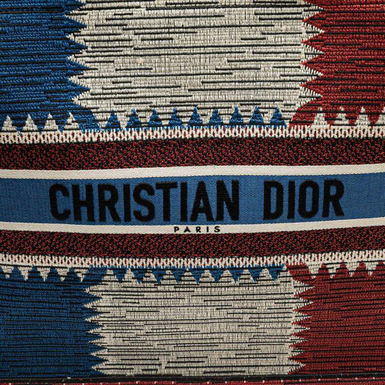 Pre Owned Dior Blue Large Canvas French Flag Book Tote