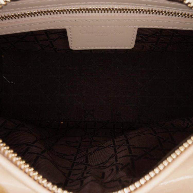 Pre Owned Dior Brown Medium Patent Cannage Lady Dior