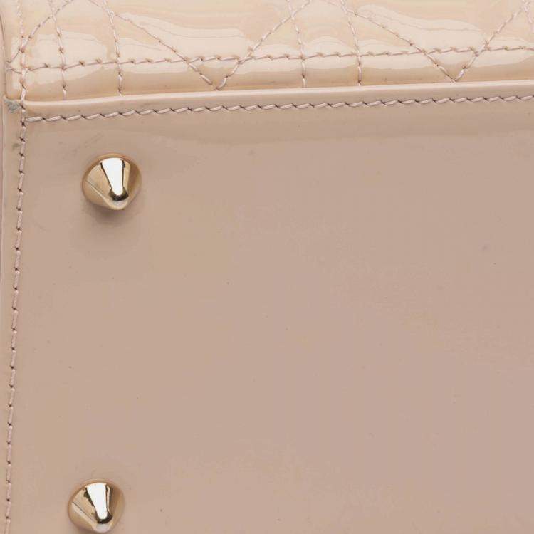 Pre Owned Dior Brown Medium Patent Cannage Lady Dior