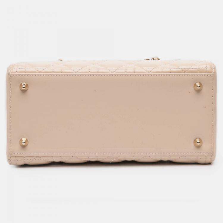 Pre Owned Dior Brown Medium Patent Cannage Lady Dior