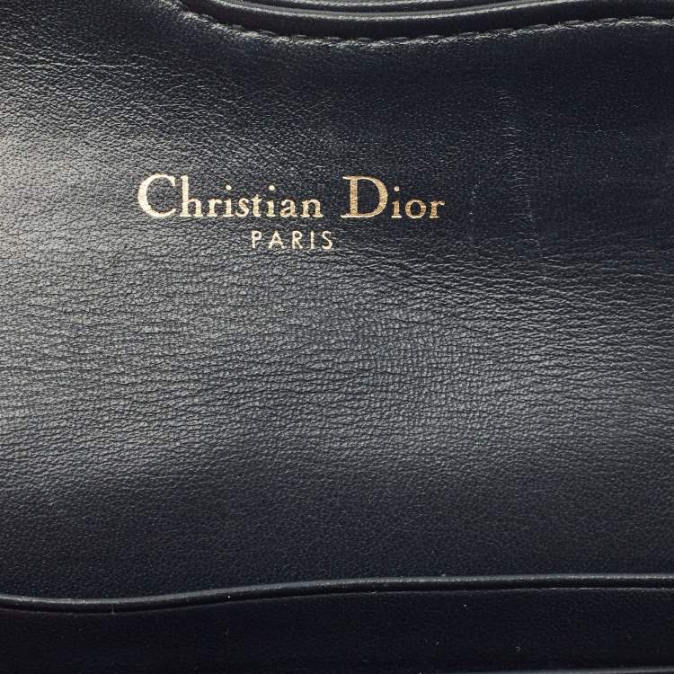 Pre Owned Dior Blue Oblique Canvas Saddle Bloom Card Holder