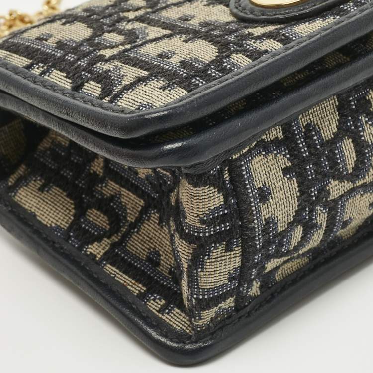 Pre Owned Dior Blue Oblique Canvas 30 Montaigne Chain Pouch