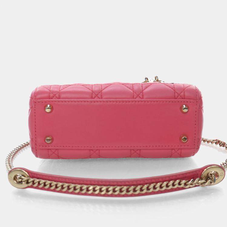 Pre Owned Dior Mini Pink Lambskin Lady Dior