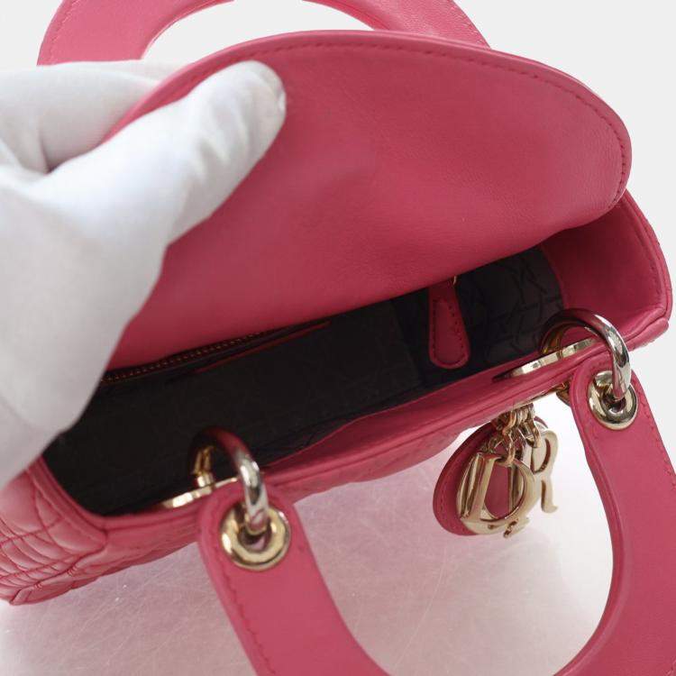 Pre Owned Dior Mini Pink Lambskin Lady Dior