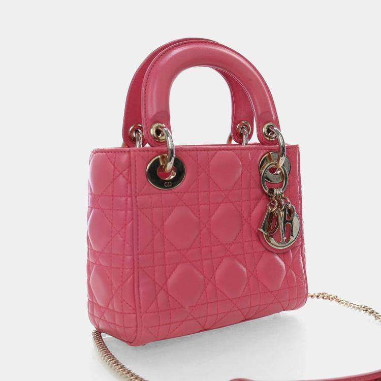Pre Owned Dior Mini Pink Lambskin Lady Dior
