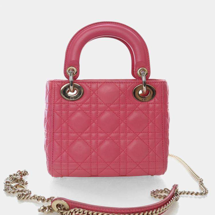 Pre Owned Dior Mini Pink Lambskin Lady Dior