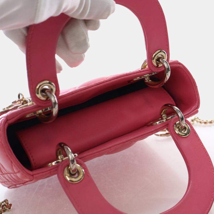 Pre Owned Dior Mini Pink Lambskin Lady Dior