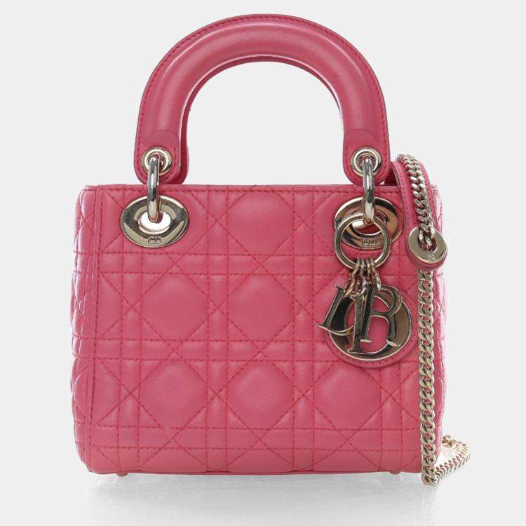 Pre Owned Dior Mini Pink Lambskin Lady Dior