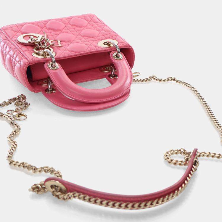 Pre Owned Dior Mini Pink Lambskin Lady Dior