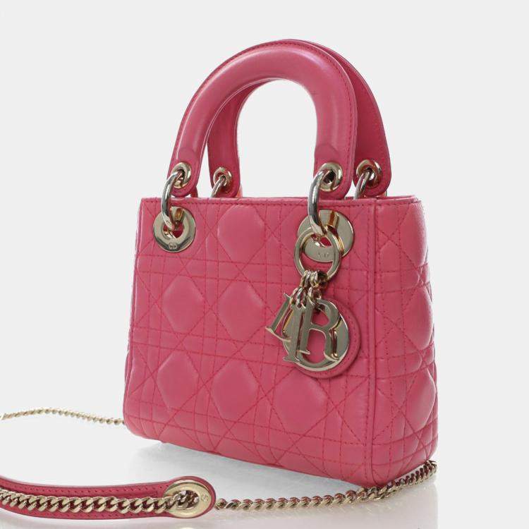 Pre Owned Dior Mini Pink Lambskin Lady Dior
