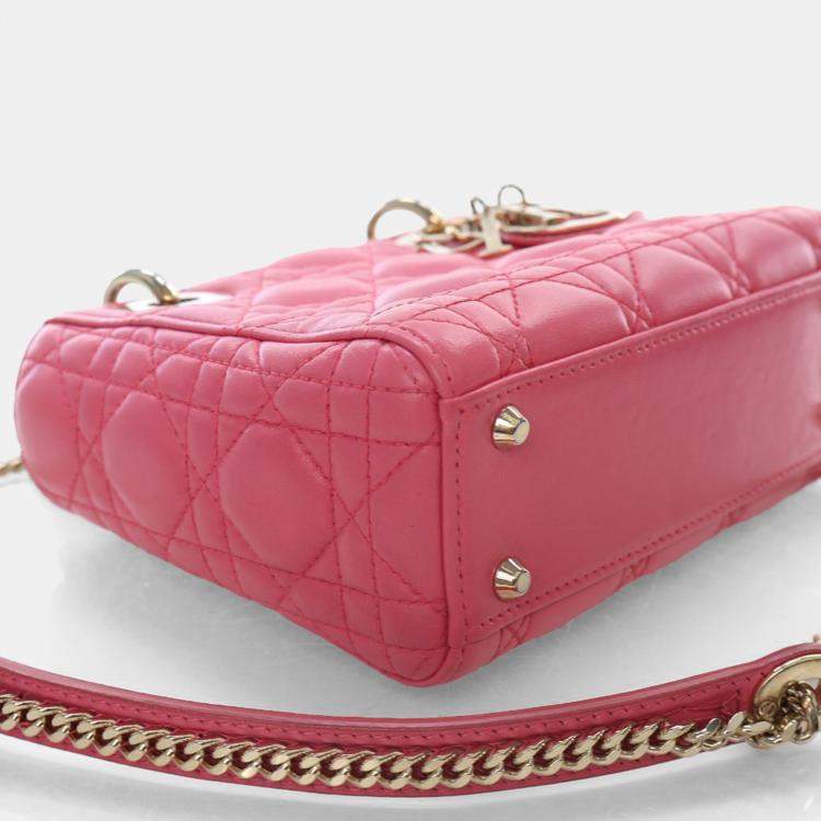 Pre Owned Dior Mini Pink Lambskin Lady Dior