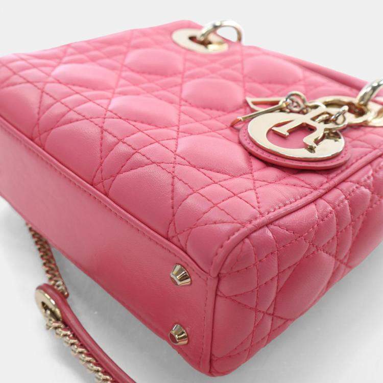 Pre Owned Dior Mini Pink Lambskin Lady Dior