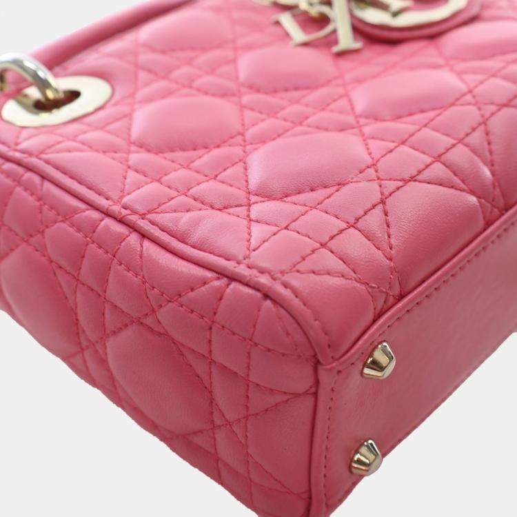Pre Owned Dior Mini Pink Lambskin Lady Dior