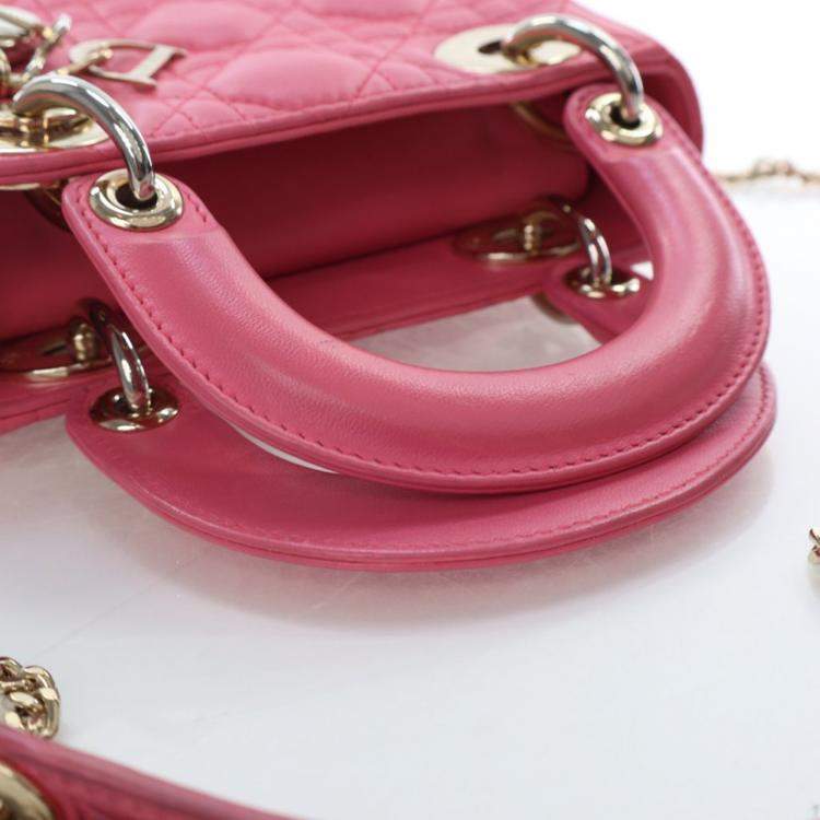 Pre Owned Dior Mini Pink Lambskin Lady Dior