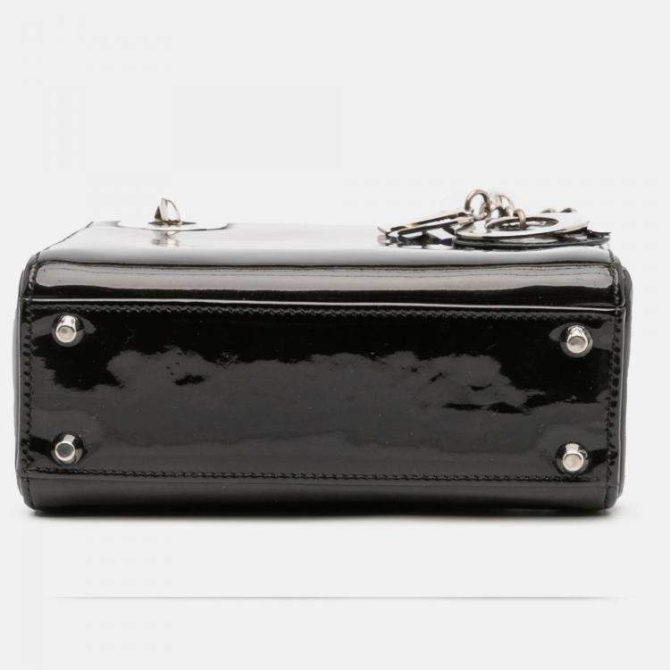 Pre Owned Dior Black Mini Patent Lady Dior