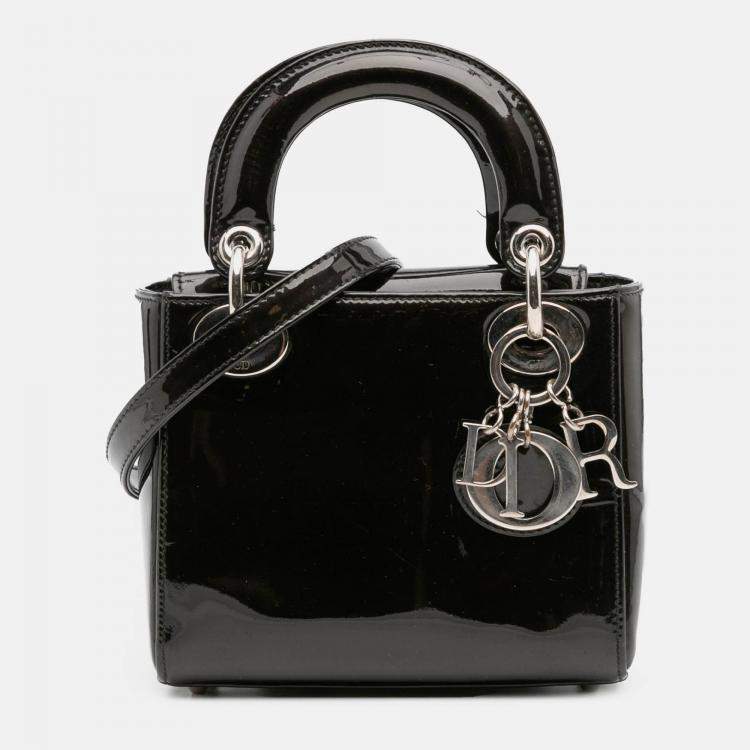 Pre Owned Dior Black Mini Patent Lady Dior