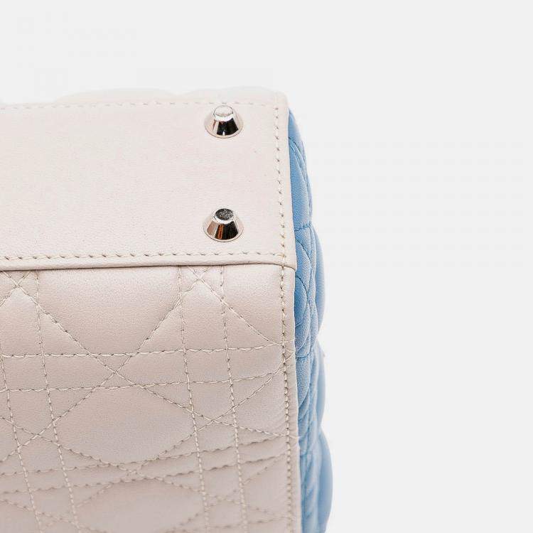 Pre Owned Dior off White Mini Tricolor Lambskin Cannage Lady Dior