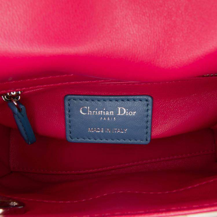 Pre Owned Dior off White Mini Tricolor Lambskin Cannage Lady Dior