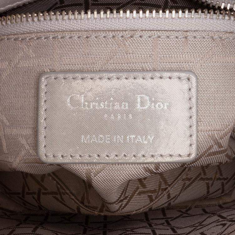 مملوكة مسبقًا Dior Silver Mini Iridescent Lambskin Cannage Lady Dior
