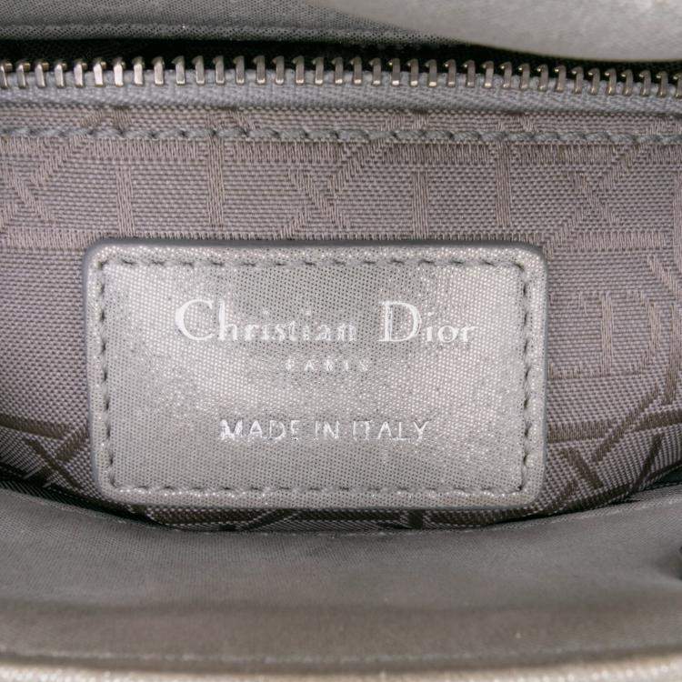 Pre Owned Dior Silver Mini Iridescent Lambskin Cannage Lady Dior