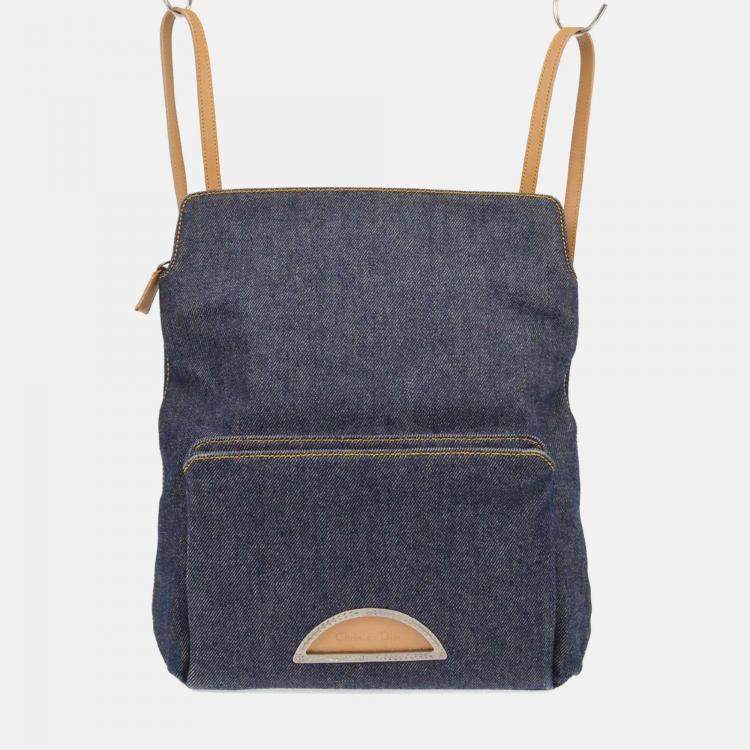 Pre Owned Christian Dior Malice Blue Denim Backpack