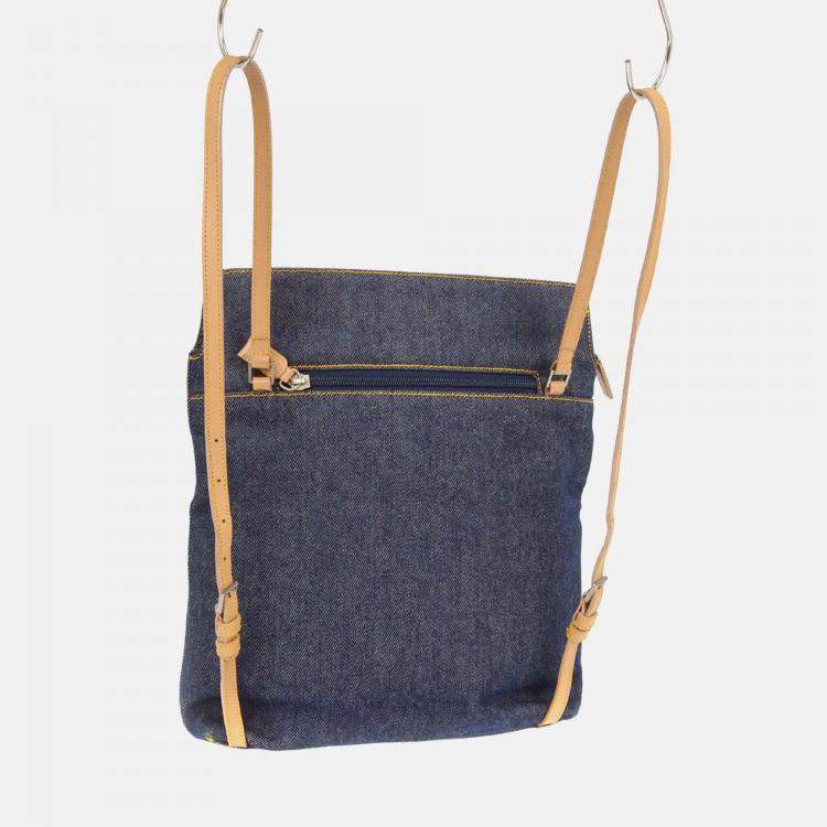 Pre Owned Christian Dior Malice Blue Denim Backpack