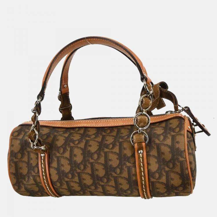 Pre Owned Christian Dior Brown PVC Romanttic Trotter Handbag