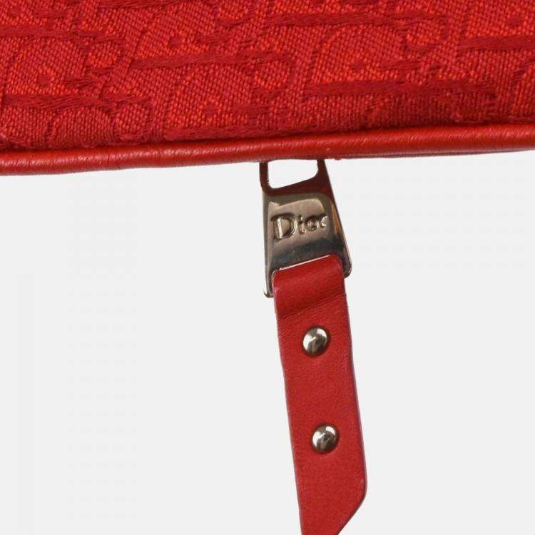 Pre Owned Christian Dior Trotter Red Canvas Shoulder Bag