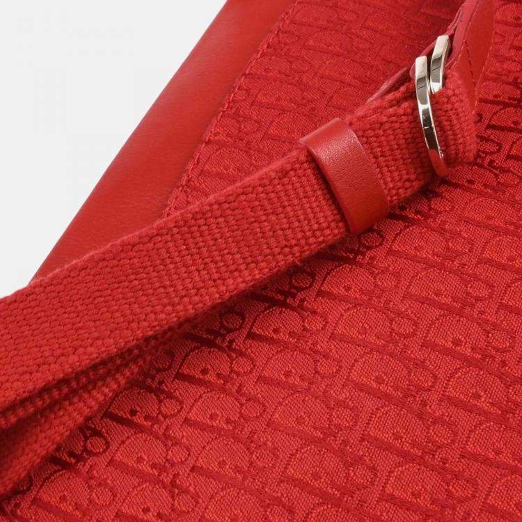 Pre Owned Christian Dior Trotter Red Canvas Shoulder Bag