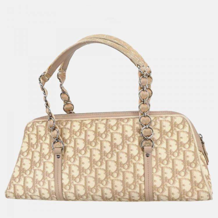 Pre Owned Christian Dior Beige PVC Romanttic Trotter Handbag