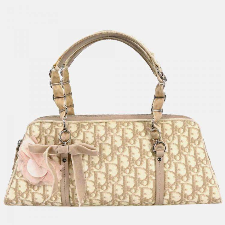 Pre Owned Christian Dior Beige PVC Romanttic Trotter Handbag