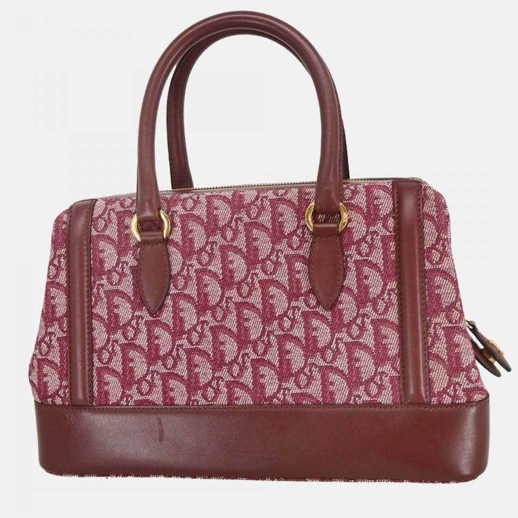 Pre Owned Christian Dior Bordeaux Trotter Canvas Top Handle Bag