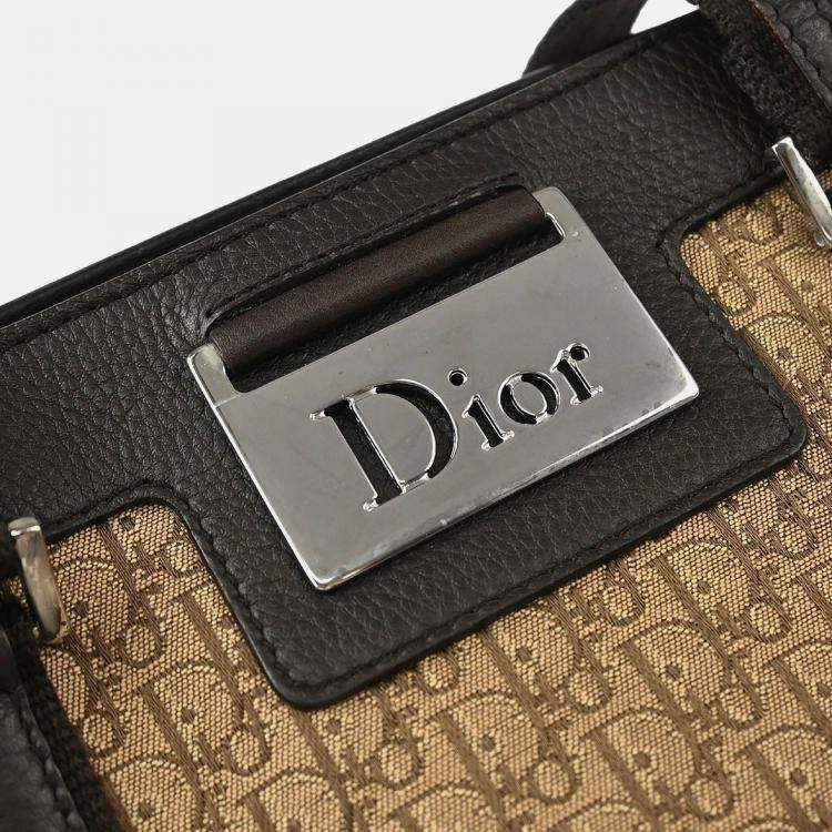 Pre Owned Dior Street Chic Trotter Beige/Brown Canvas Shoulder Bag